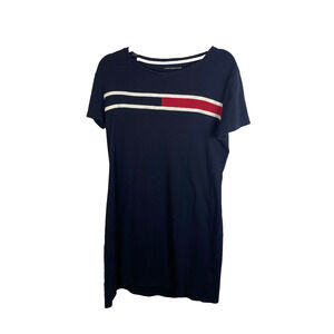 Tommy Hilfiger Dress Size L Navy Blue Short Sleeve T-Shirt Dress Logo Y2K Vibes